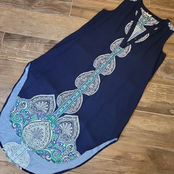 Cupio Medallion Floral Print Sleeveless Dress, Size Small - Picture 2 of 9